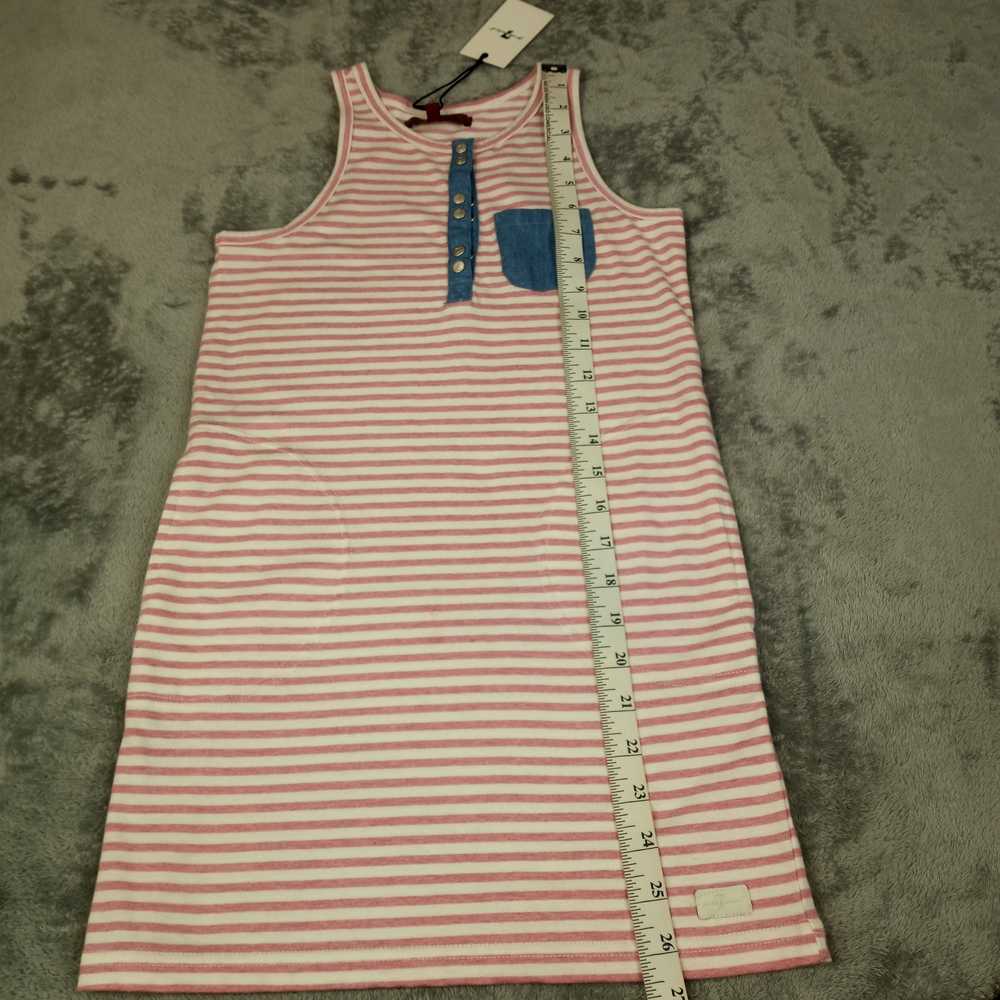 7 For All Mankind Women's Tank Top Shirt triped Pink and Blue Small NWT - Picture 6 of 13